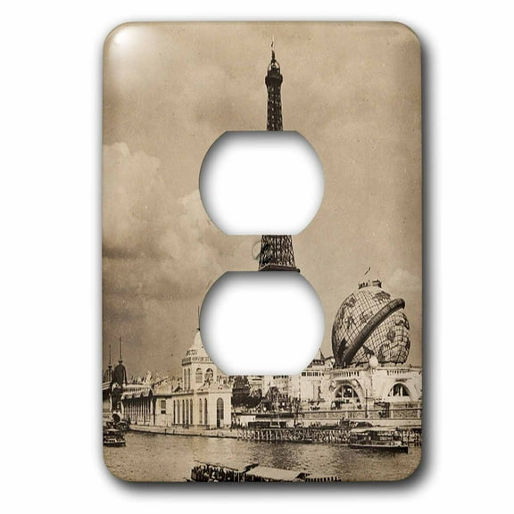 3dRose, Eiffel Tower Paris Exposition from the Seine, 2 plug outlet cover