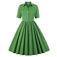 thumbnail image 1 of Pompotops Mode Femmes Été Rétro Décontracté Pull Couleur Unie Sexy Manches Courtes Robe Longue, 1 of 5