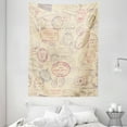 thumbnail image 1 of Vintage Tapestry, Retro Design Inspired Postage Illustration with Beige Background Antique Stamps, Wall Hanging for Bedroom Living Room Dorm Decor, 60W X 80L Inches, Multicolor, by Ambesonne, 1 of 2