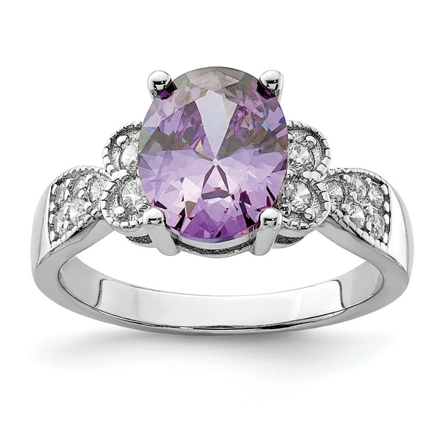 925 Sterling Silver Purple Cubic Zirconia Cz Ring Stone