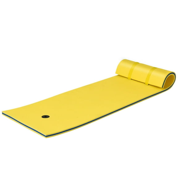 Gymax 83'' x 26'' 3-layer Floating Pad Mat Water Sports Recreation Relaxing Yellow