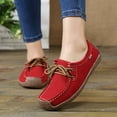 thumbnail image 2 of Vintage Penny Loafers Casual Shoes for Women Comfort Protective Toe Suede Lace up Walking Flats Wide Feet Boat Loafers, 2 of 5