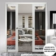thumbnail image 3 of Sliding French Double Pocket Doors | Lucia 1299 White Silk with Mirror | Kit Trims Rail Hardware | Solid Wood Interior Bedroom Sturdy Doors-64" x 96" (2* 32x96)-Mirror, 3 of 6