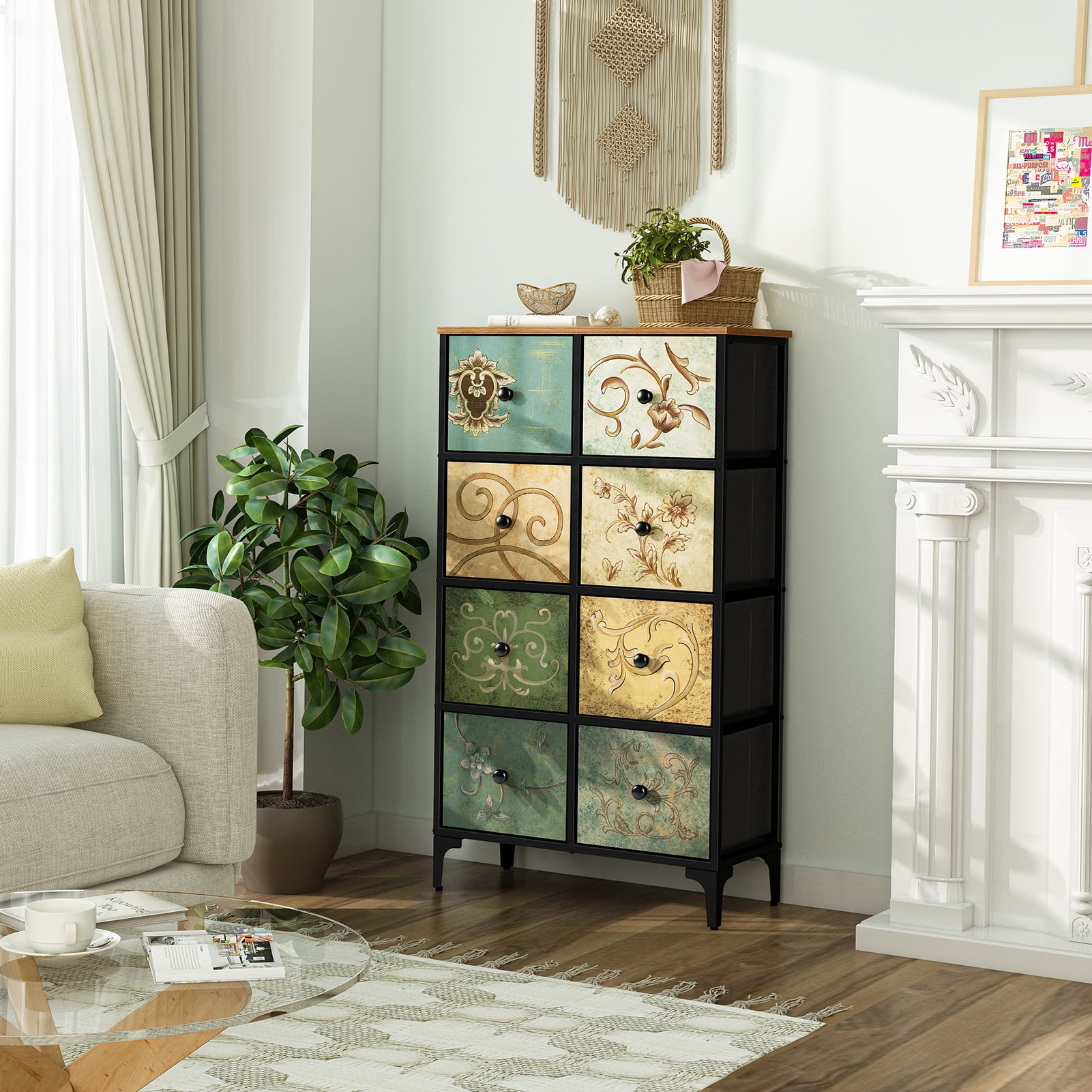 Tall Dresser for Bedroom, 8 Drawer Double Narrow Dresser, Lingerie Chest of Drawers for Bedroom, 46.5'' H X 26.6'' W X 11.7'' D