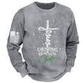 thumbnail image 3 of Letdown Men Long Sleeve Sweatshirts with "Christmas_Begins_With_Christ_Jesus" Letter Printed Holiday Pullover 2025 Novelty Sweatshirt (Light Gray, M), 3 of 4