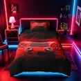 thumbnail image 2 of meiyoeat Neon Green Smoke Gaming Twin Bedding for Boys Teens, Video Game Gamer Duvet Cover Set, Black Red, Gamepad Reversible 2-Piece, 1 Duvet Cover and 1 Pillowcase, 2 of 7