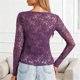 thumbnail image 5 of AUNVITO Women's Sheer Lace Long Sleeve Slim Fit Top Elegant and Sexy Style, 5 of 7