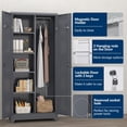 thumbnail image 4 of 65" Heavy-Duty Metal Garage Storage Cabinet, Lockable Broom Closet with Pegboard & Adjustable Shelves, Ideal for Laundry Room, Workshop & Cleaning Supply Organization, 4 of 9