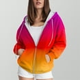 thumbnail image 2 of Towmus Zip Up Hoodie Women Trendy Gradient Printed Long Sleeve Full Zipper Plus Size Coat Fall Jacket Hooded Sweatshirt With Pockets, 2 of 6