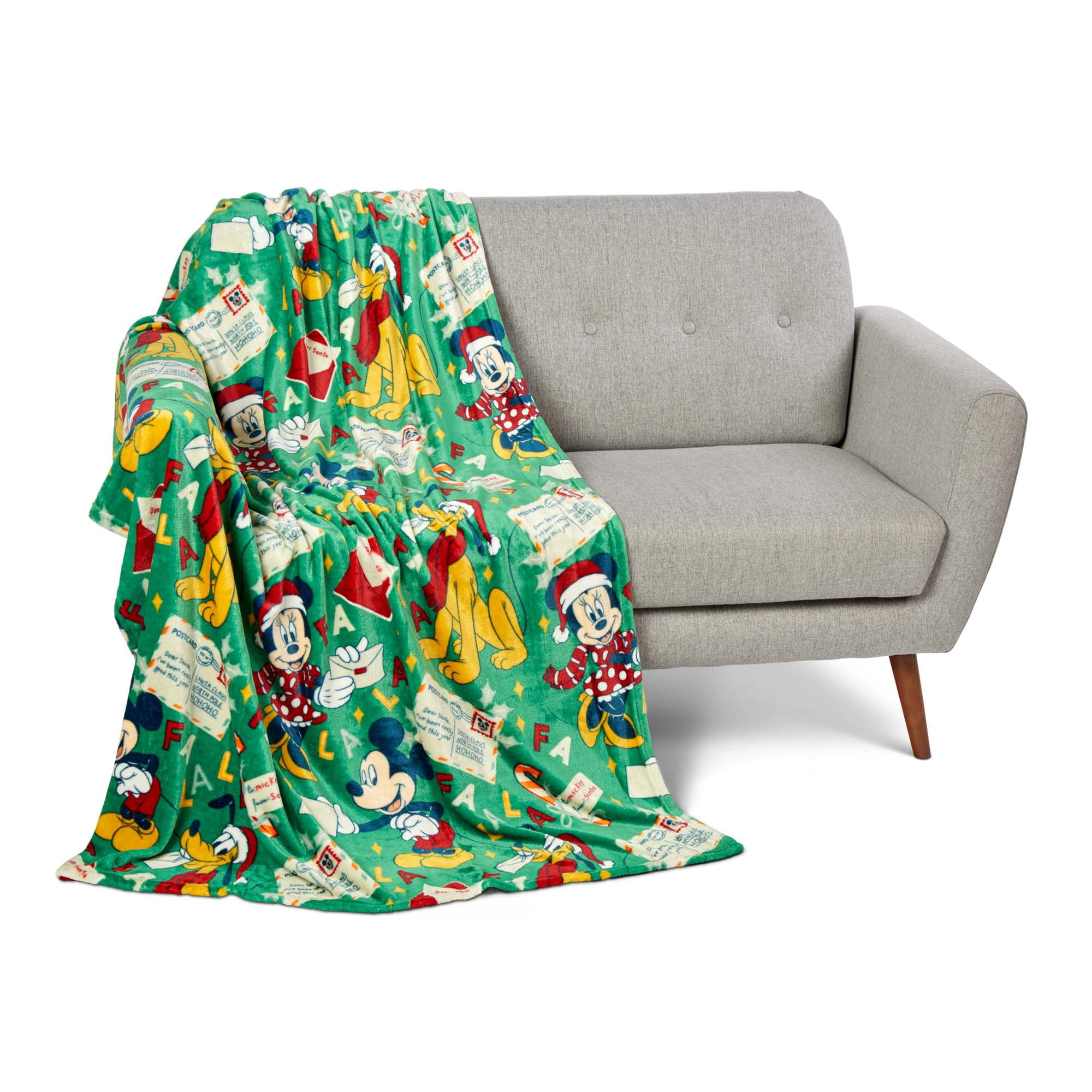 Mickey Mouse Dear Santa Disney Kids Silk Touch Throw Blanket, 50 x 70 inches Green