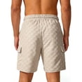 thumbnail image 4 of Men's Jacquard Textured Cargo Shorts 10" Inseam Summer Fashion Short Pants Elastic Waist Drawstring with Pockets 2026 Streetwear, 4 of 8