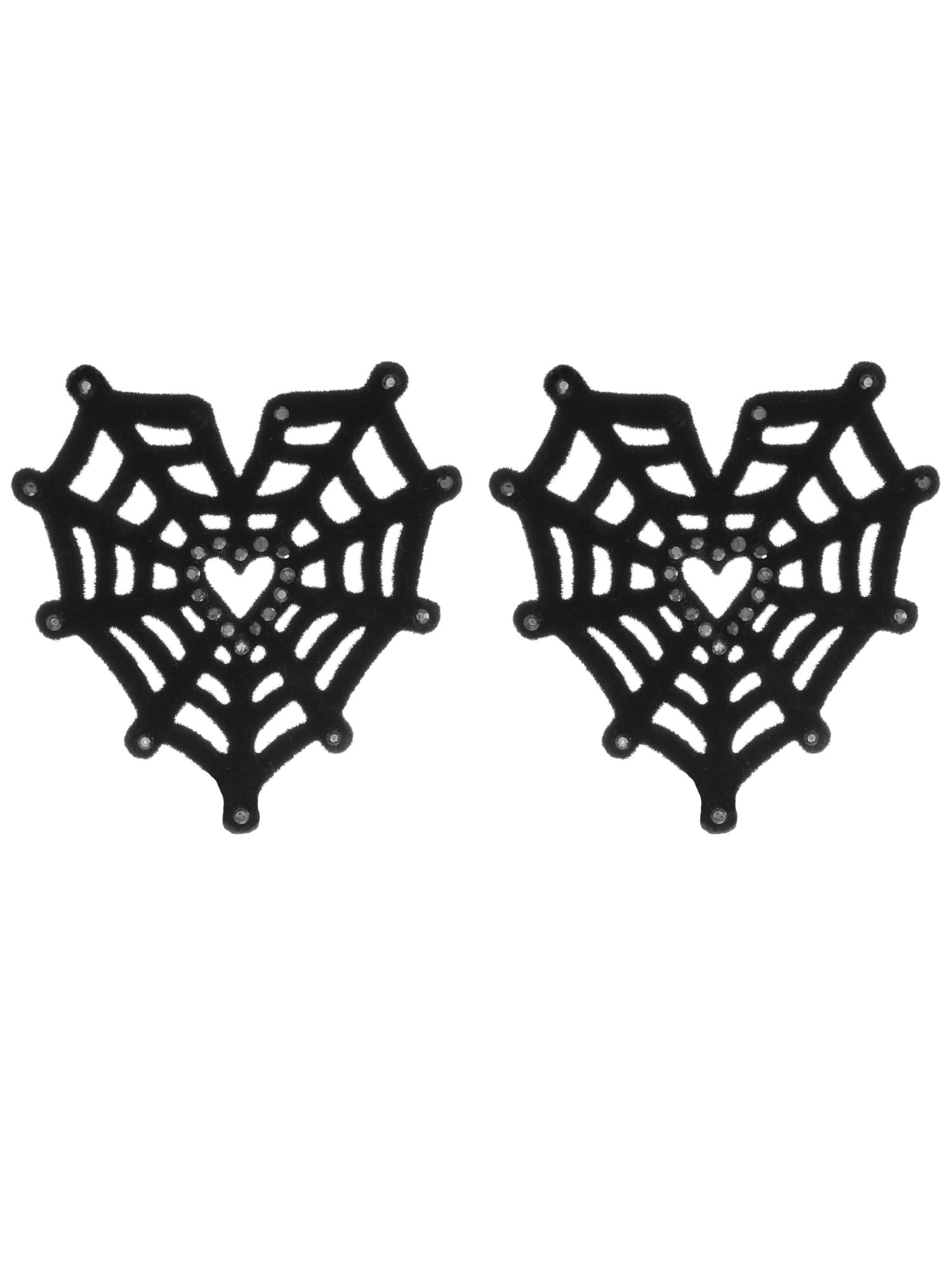 Way to Celebrate Velvet Heart Spiderweb Halloween Earrings, 1 Pair