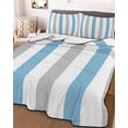 thumbnail image 2 of Quilts Full Size, Blue Grey Stripe Soft Comforter Bedding Set for Bed, Modern Farmhouse Vertical Striped Lightweight Quilted Bedspread with Pillow Cover(2 Pieces) for All Season, 78x90 Inch, 2 of 6