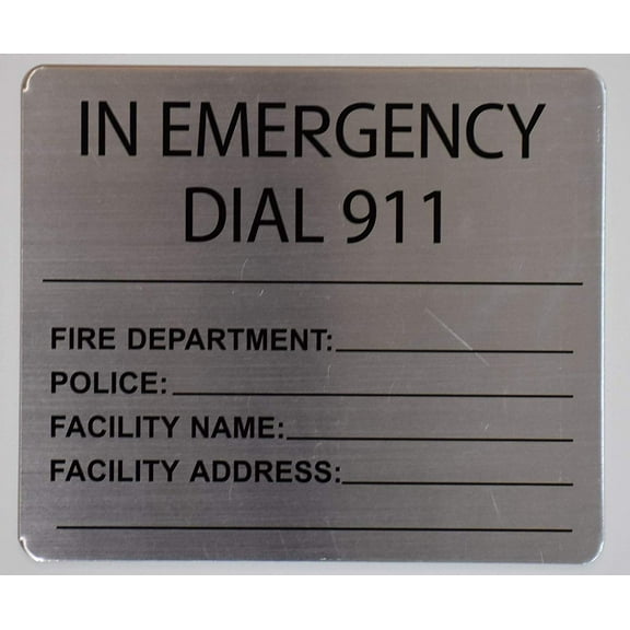 in Emergency dial 911 Sign (8.5x10, Silver)