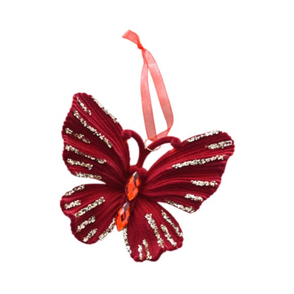 Árbol de Navidad colgante decoración multifuncional creativa roja flocada Navidad Mariposa