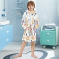 thumbnail image 5 of FORMRS Niños Bathrobe Unisex Hooded Robe Soft Plush Pajamas Sleepwear, Size 2-3T, Blue Retro Flower, 5 of 7