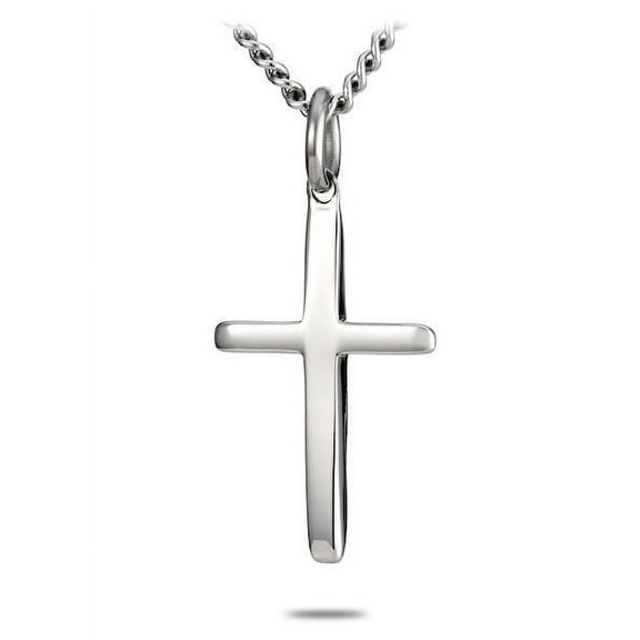 Women's Stainless Steel Mini Tapered Cross Necklace-Jn 19:30 by Shields of Strength