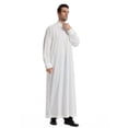thumbnail image 4 of Ceisia Men's Long Sleeve Solid Color Robe Loose Fit Casual Full Length Thobe for Ramadan White S Gifts, 4 of 9