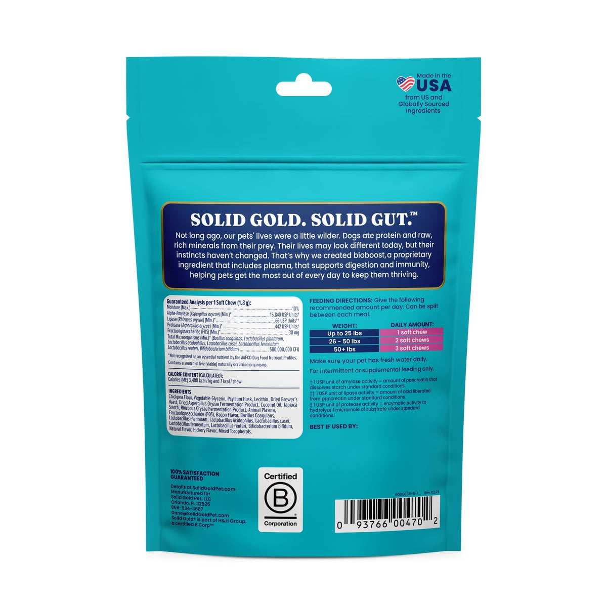 Solid Gold Gut Health Supplement for Dogs, to Support Digestive Health, 60 count