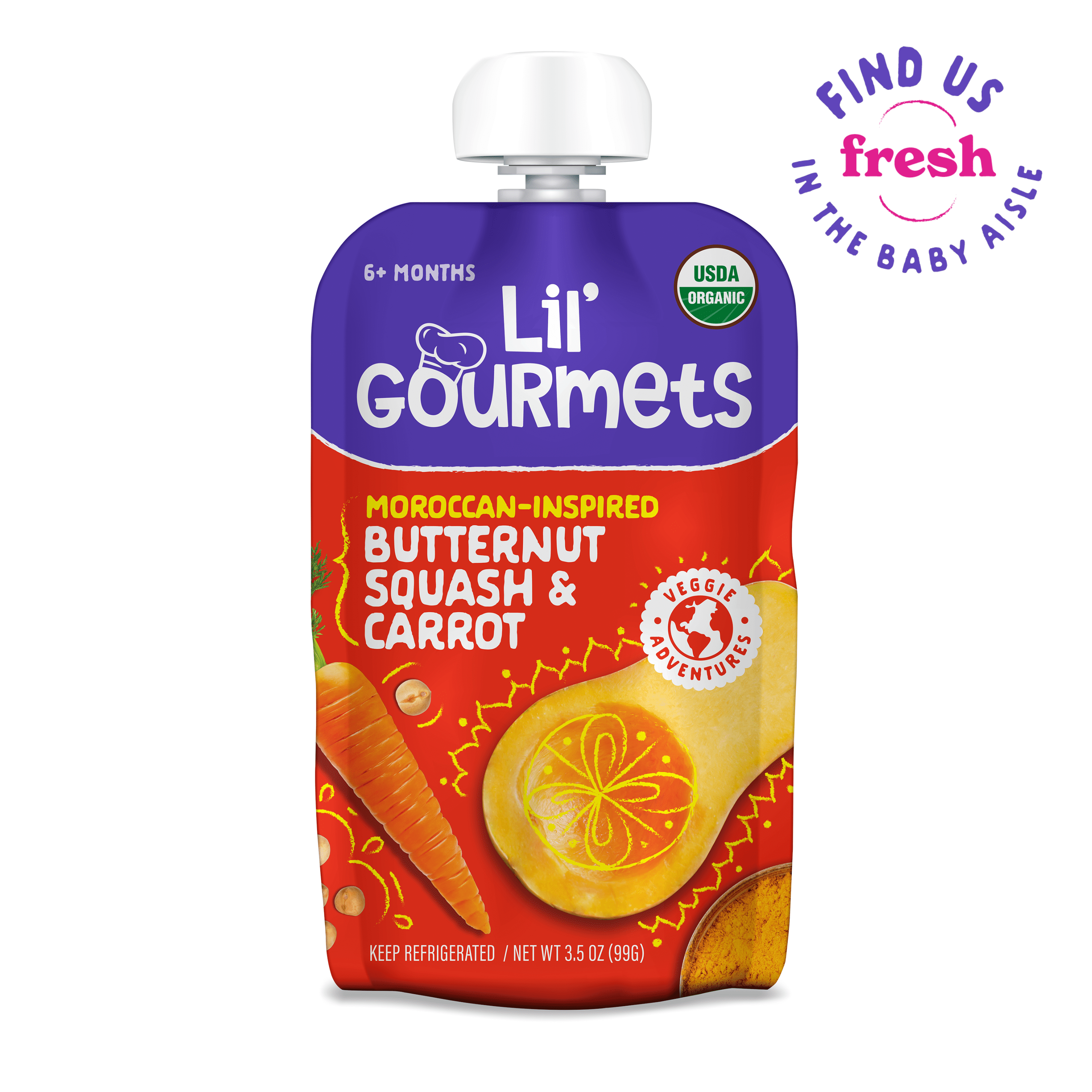 Lil' Gourmets Refrigerated Stage 2 Baby Food, Moroccan-Inspired