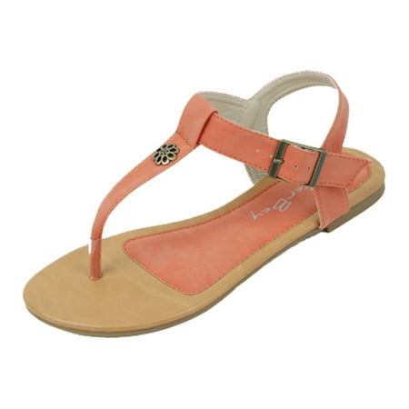 

Starbay Women s Flower Pin T-Strap Flats Sandals