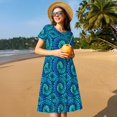 thumbnail image 4 of Balery Snake Vestidos sueltos de manga corta para mujer, vestidos de verano 2025, vestidos casuales de corte A con vuelo., 4 of 6