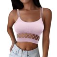 thumbnail image 2 of Tittly Womens Tank Tops Vest for Women Womens Fishnet Bra Back Hollow Wrapped Chest Small Vest Vest Sleeveless Tops for Women Camisole Tops for Women Pink One Size, 2 of 4