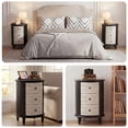 thumbnail image 7 of FOROUTIA Farmhouse Round Storage Cabinet with 3 Drawers, Carved Wood Nightstand, Vintage Accent Chest for Bedroom Living Room, Black, 7 of 7