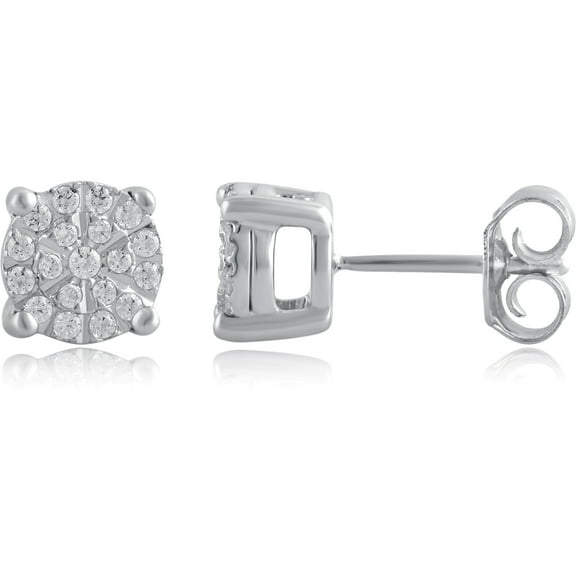 Arista 1/4 Carat T.W Diamond Cluster Stud Sterling Silver Earring