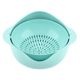 thumbnail image 2 of Cesta giratoria de paja de trigo para fregadero de cocina, ecológica y práctica, color verde, L, escurridor de verduras de doble capa, 2 of 8