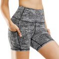 thumbnail image 3 of Gibobby Pantalones cortos de yoga Cintura de ejercicio para correr con bolsillo para mujer alta con pantalones de yoga profundos Pantalones cortos Pan(Gris,CH), 3 of 5