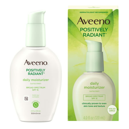 Aveeno Positively Radiant Daily Face Moisturizer SPF 15 & Soy, 4 fl. (Best Tinted Moisturizer For Oily Skin In India)