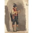 thumbnail image 2 of Circle of Mariano Fortuny y Carbó 14x18 Black Ornate Wood Framed Double Matted Museum Art Print Titled - Standing Musician (1870), 2 of 5