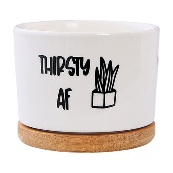Fiaya Women Funny Succulent Pots, 1Pc Mini Cute Succulent Planter Pots, Small Ceramic Cactus Pot with Drainage and Tray for Home Office Windowsill Decor, 3.14×2.64×3.31inch (D)
