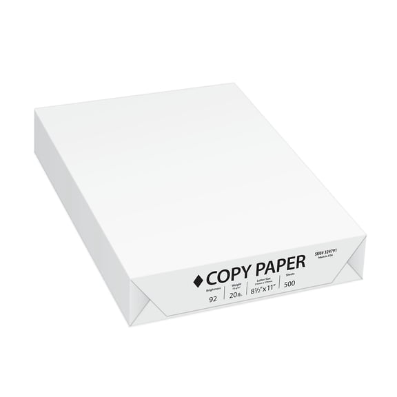 STAPLES Copy Paper, 8.5 x 11 inches, 20 lb, White, 500 Sheets