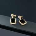 thumbnail image 4 of Gem Stone King 18K Yellow Gold Plated Silver Black Onyx Dangle Earrings for Women (13.80 Cttw, Gemstone December Birthstone, Emerald Cut 14X10MM), 4 of 4