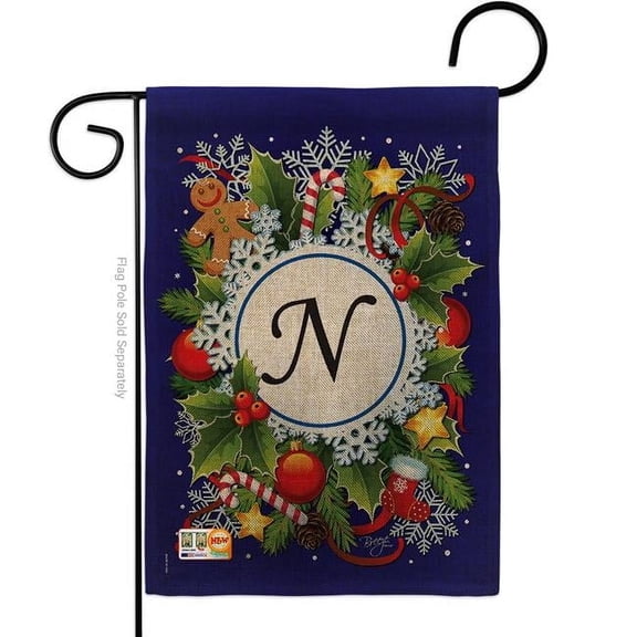 Breeze Decor BD-WT-G-130092-IP-DB-D-US12-BD 13 x 18.5 in. Winter N Initial Burlap Wonderland Impressions Decorative Vertical Double Sided Garden Flag