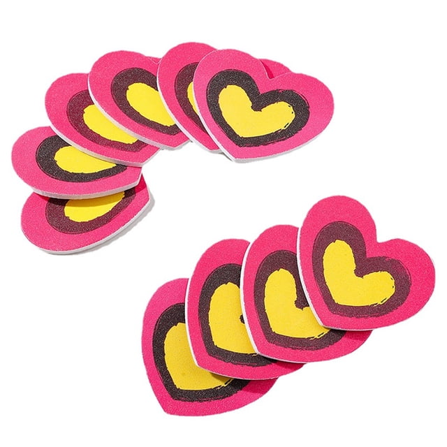 10 Uds. Lima de uñas en forma de corazón, herramienta de manicura, lima de uñas bonita, tiras para recortar y frotar de doble cara