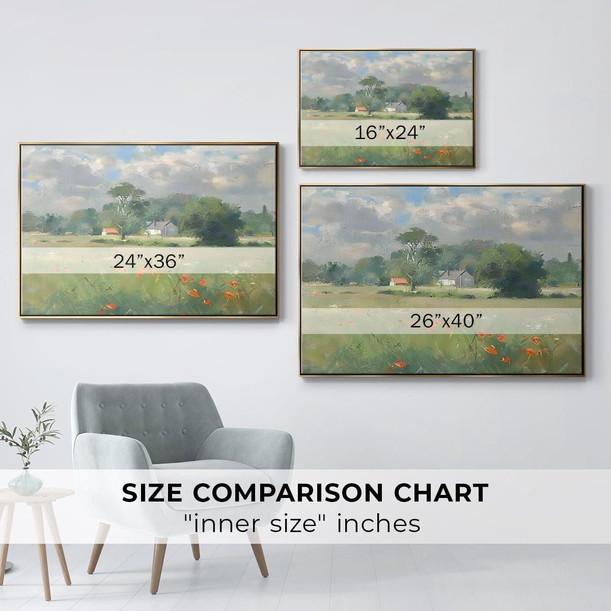 Vintage Landscape-CCLXI By Wexford Home Framed in Gold Wood Gallery Wrapped Canvas 25 in. x 37 in.