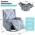 thumbnail image 4 of UIXE Swivel Glider Recliner Chair, High Back Nursery Rocker Floral Upholstered Armchair for Living Room, Manual Reclining Rivet Trim Sofa Lounge with Deep Seat in Fabric, Navy, 4 of 8