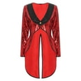 thumbnail image 3 of Aislor Women's Shiny Sequin Magician Dress Circus Ringmaster Steampunk Tailcoat Jacket Halloween Party Costume Red XL, 3 of 7