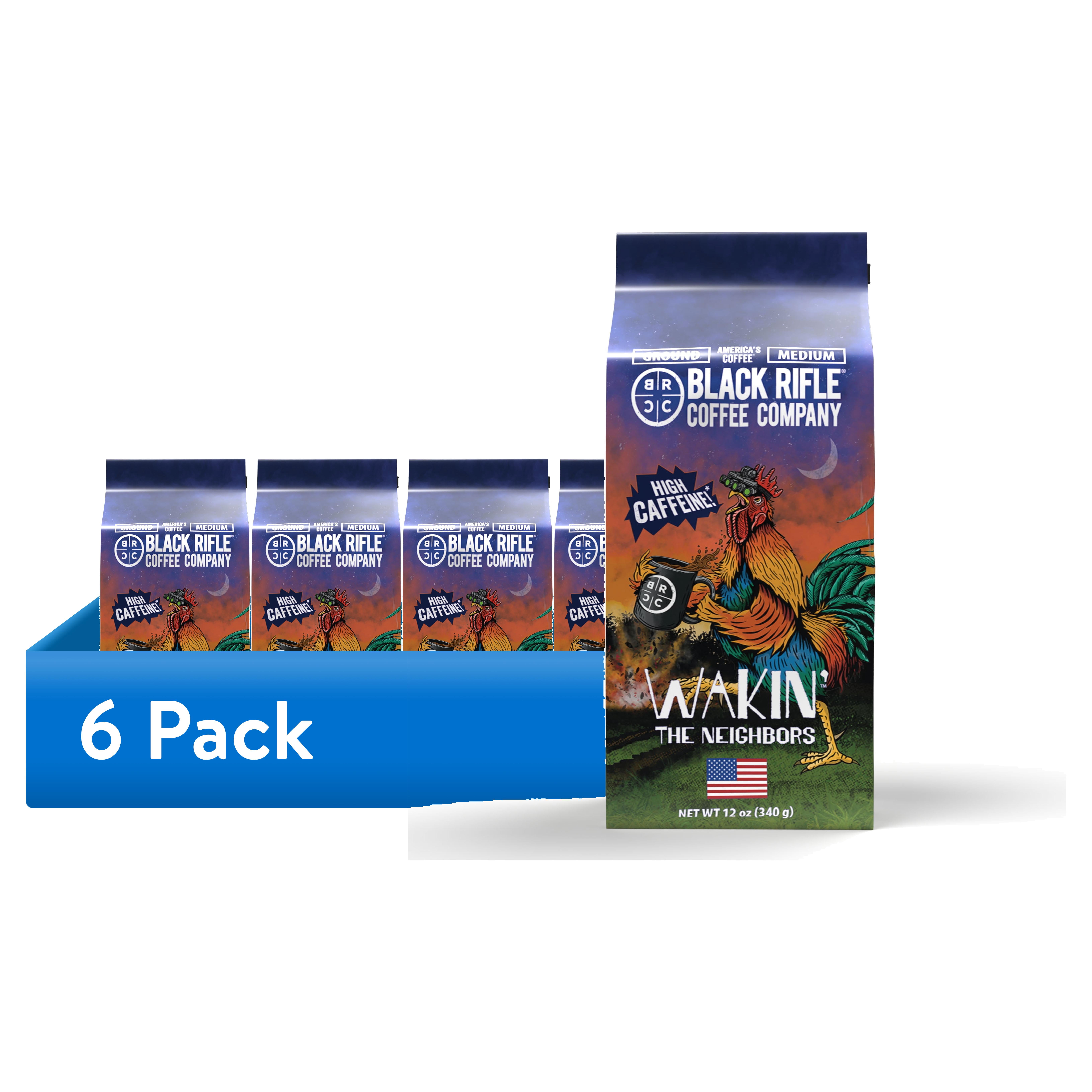 (6 pack) Black Rifle Coffee Company Wakin the Neighbors Extra High Caffeine, Medium Roast, Ground Coffee, 12 oz