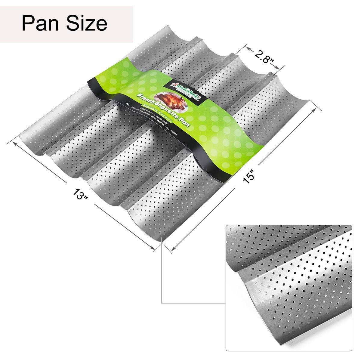 Size M 3 Slots Black UPKOCH Baguette Pan Nonstick Perforated French Bread Baking Bake Mold Toast Cooking Baker Molding Oven Toaster Pan Cloche Waves Steel Tray 