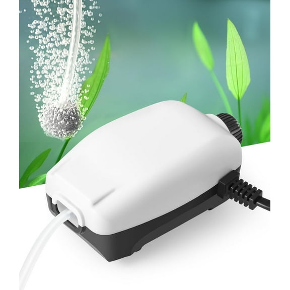Upgraded 2W Adjustable Single Outlet Aquarium Air Pump, 2.8L/M Mini Quiet Fish Tank Aerator with Accessories, Oxygen Pump for Small Tank up to 40Gallon