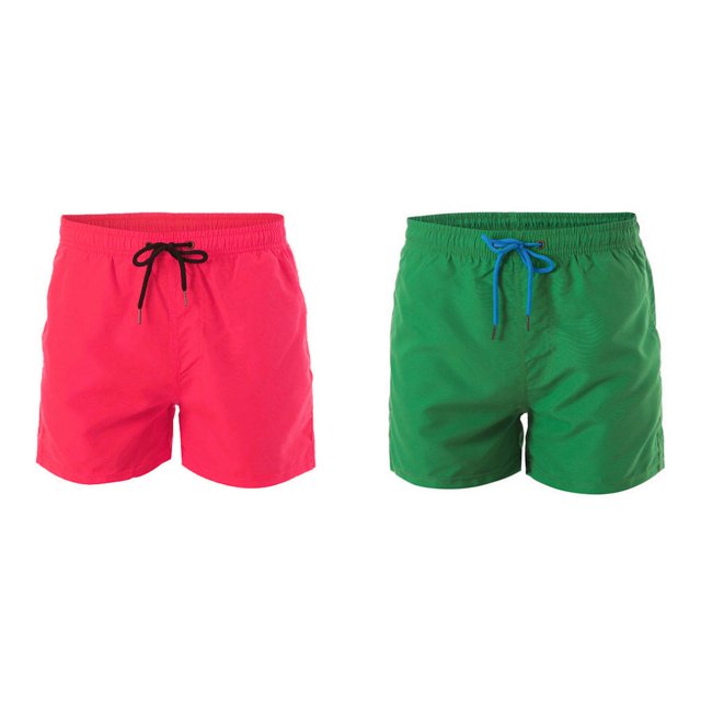 2 Pack(Rouge 1PCS & Vert 1PCS) Multipack Maillot de Bain Homme Short de Plage Sport Filet Homme Séchage Rapide avec Pantalon Intérieur Décontracté Short Homme Maillot de Bain Homme