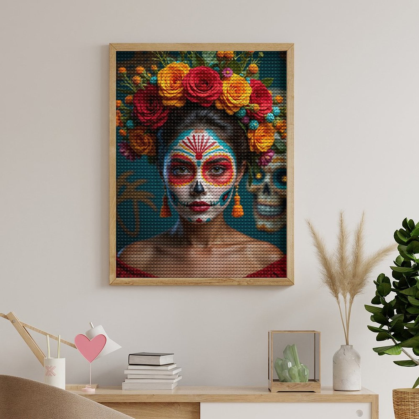 Diamond Art Kits for Adults, Dia De Los Muertos Face Paint 5D Diamond Painting Kits for Adults Beginners, DIY Full Drill Diamond Painting, Gem Art and Crafts 12x16