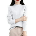 thumbnail image 4 of Women's Ribbed Knit Turtleneck Sweater 2025, Fall Winter Slim Fit Long Sleeve Pullover Top, Stretchy Comfortable Basic Layering Piece for Daily Wear, Office, Dating and Vacation Outfits White XXL, 4 of 5