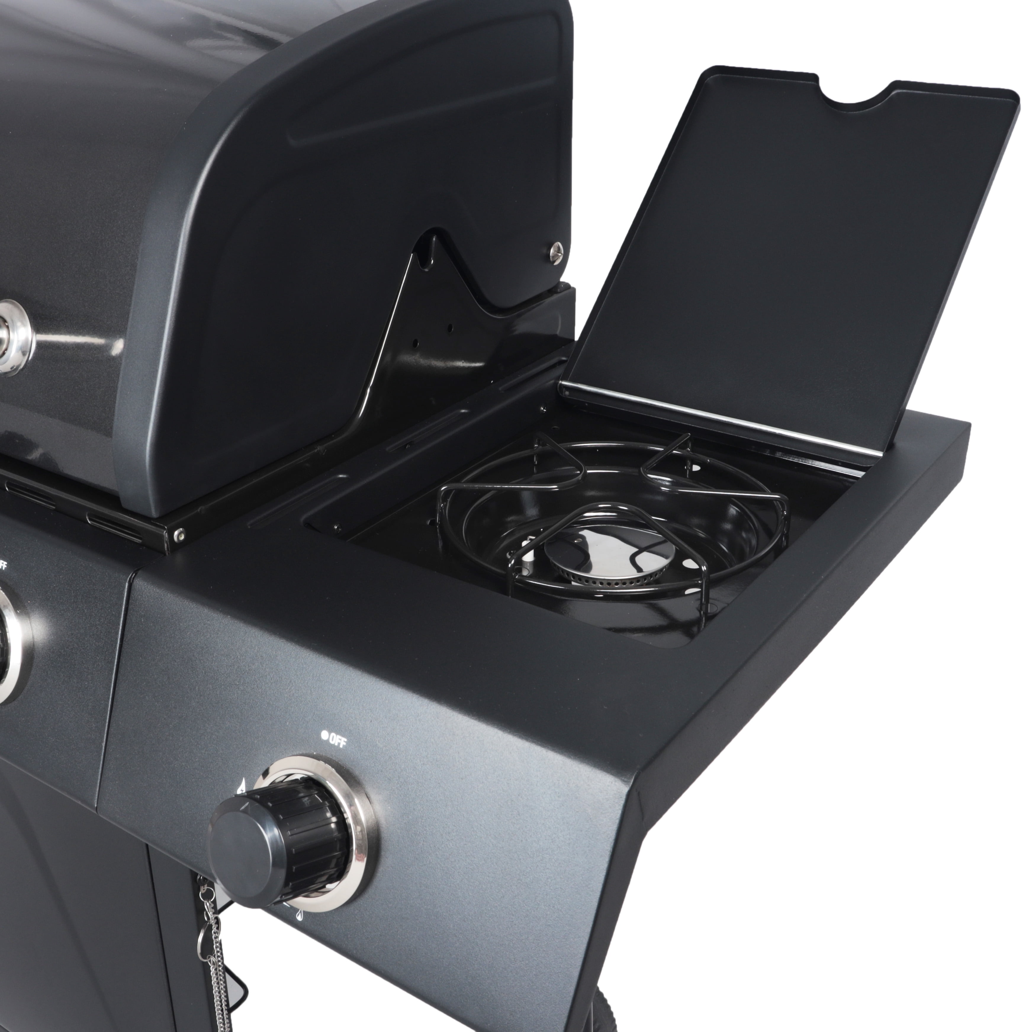 RevoAce 4Burner Propane Gas Grill with Side Burner, Pewter Fleck and Black