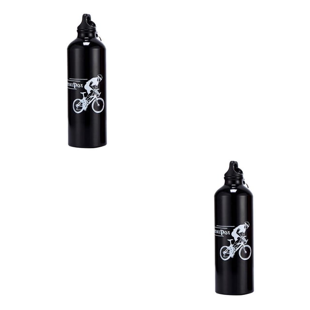 Yuarrent Ciclismo Camping bicicleta deportes al aire libre aleación de aluminio botella de agua portátil Metal deporte 750ml botella negro 2piezas