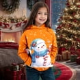 thumbnail image 2 of Girls Winter Snowman Hoodie Warm Long Sleeve Pullover Christmas Theme Cozy Kids Sweatshirt For Holiday Outfits, 2 of 4